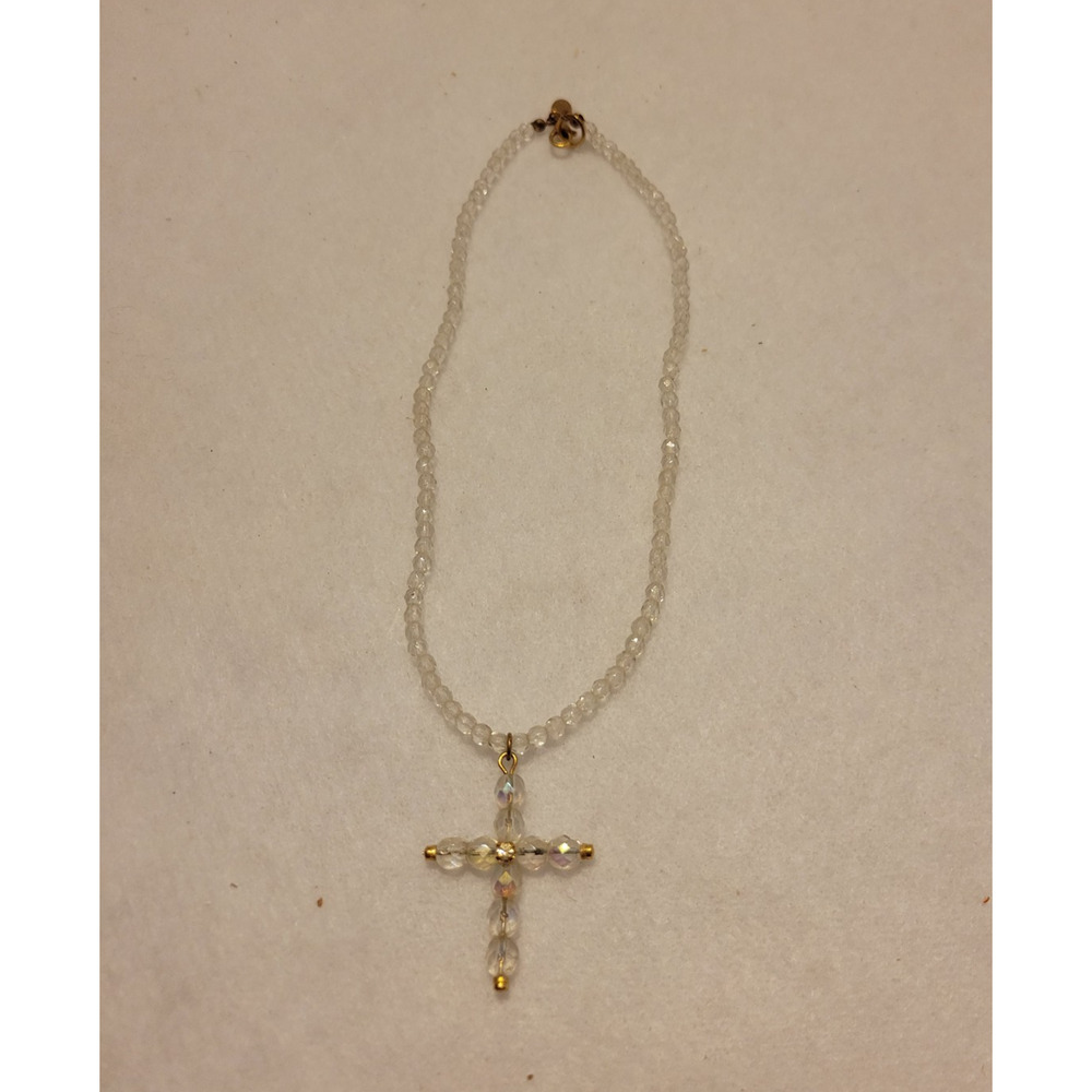 The Limited Crucifix Cross Pendant‎ Necklace Clear Plastic Crystal Religious - Picture 2 of 5
